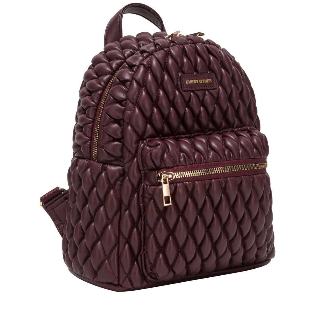 Every Other Mini Quilted Backpack - Burgundy