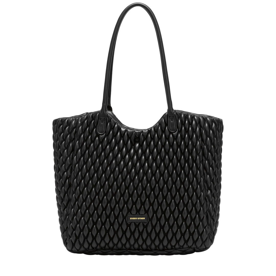 Every Other Large Quilted Tote Bag - Black