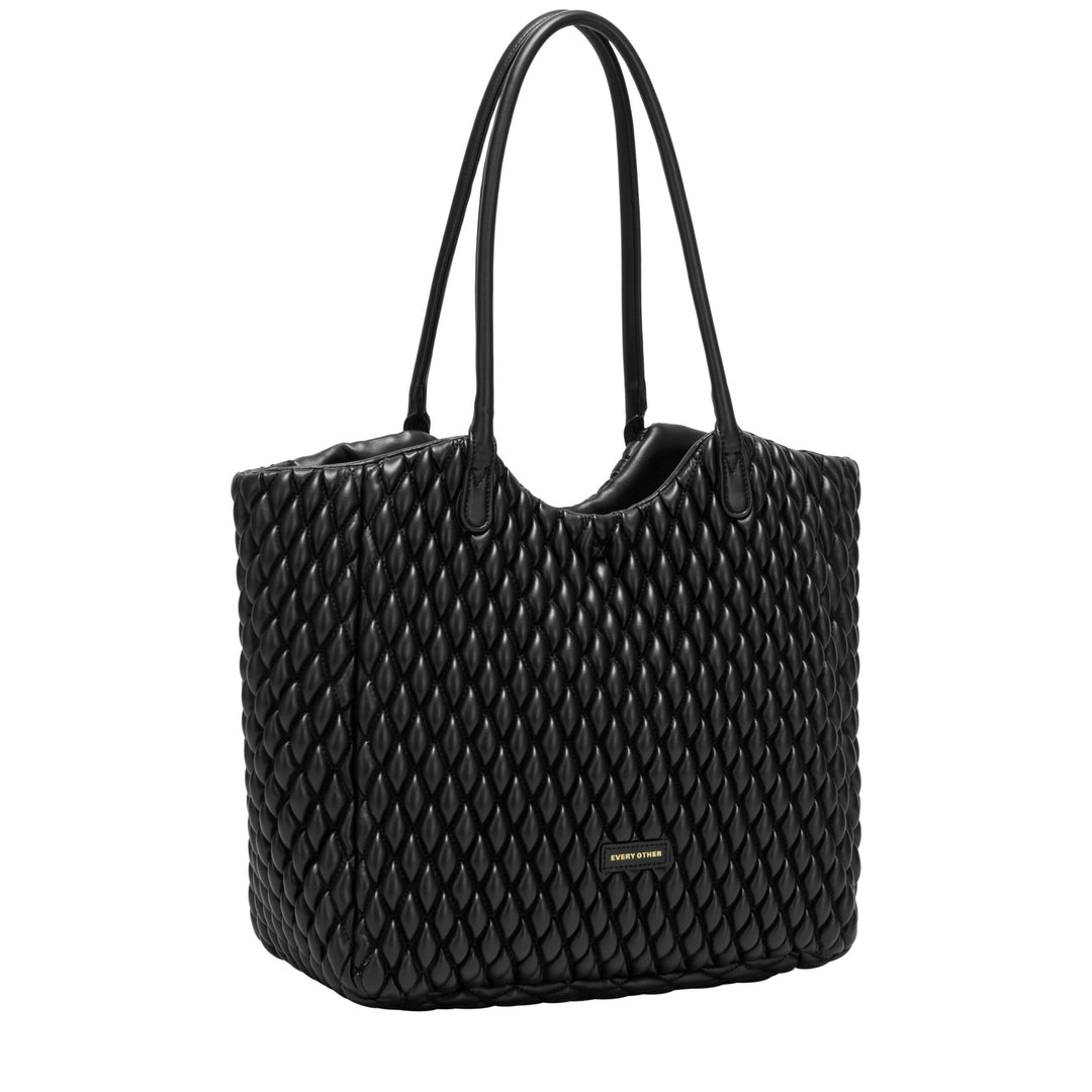 Every Other Large Quilted Tote Bag - Black