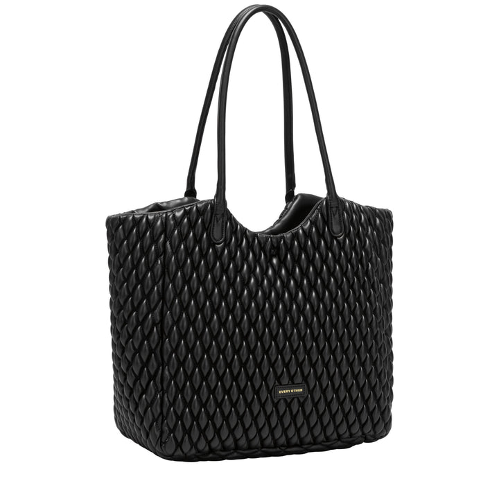 Every Other Large Quilted Tote Bag - Black