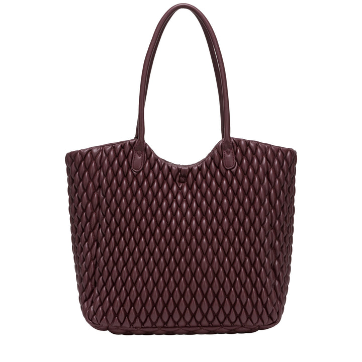 Every Other Large Quilted Tote Bag - Burgundy
