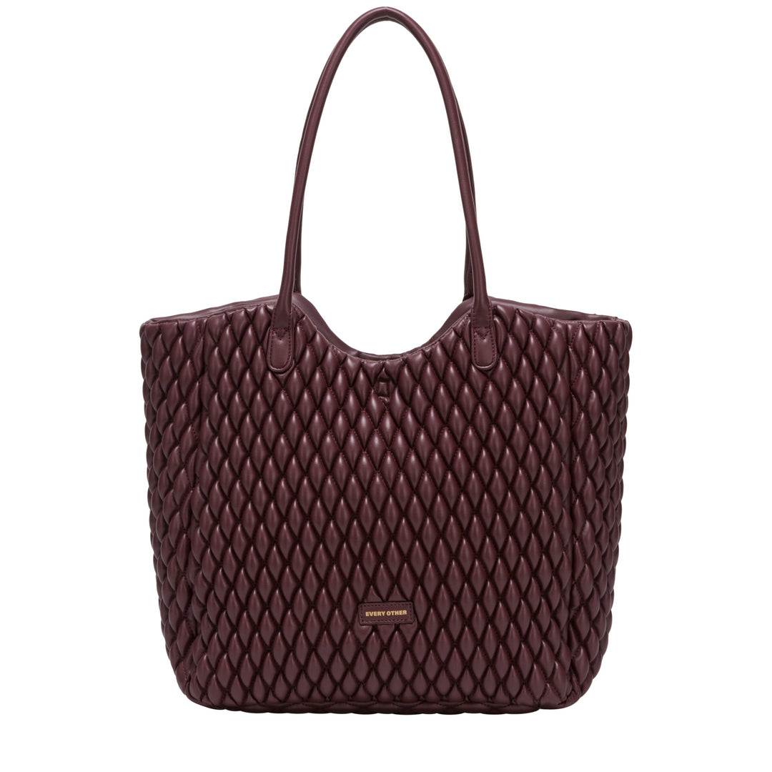 Every Other Large Quilted Tote Bag - Burgundy