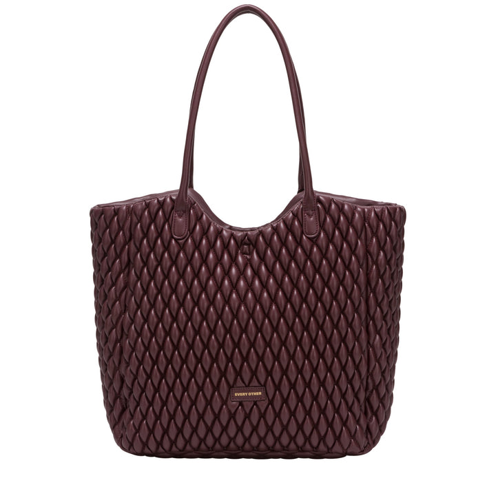 Every Other Large Quilted Tote Bag - Burgundy