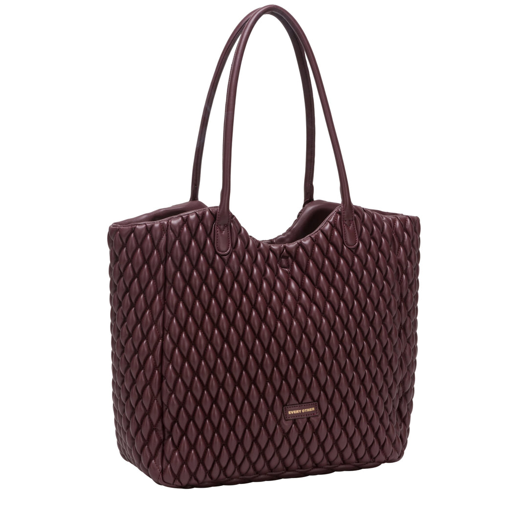 Every Other Large Quilted Tote Bag - Burgundy