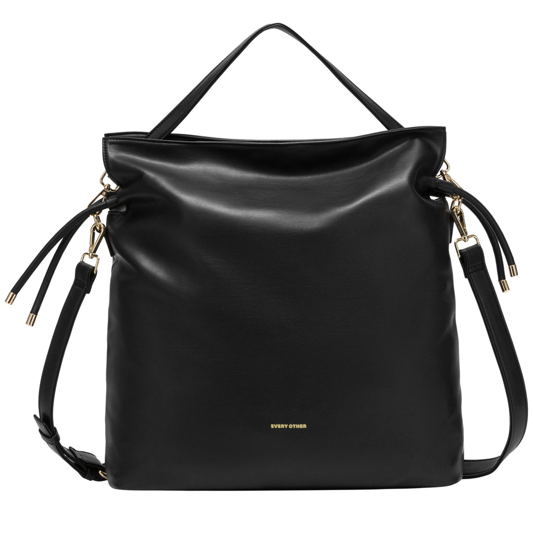 Every Other Drawstring Shoulder-Cross Body Bag - Black