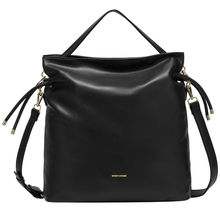 Every Other Drawstring Shoulder-Cross Body Bag - Black