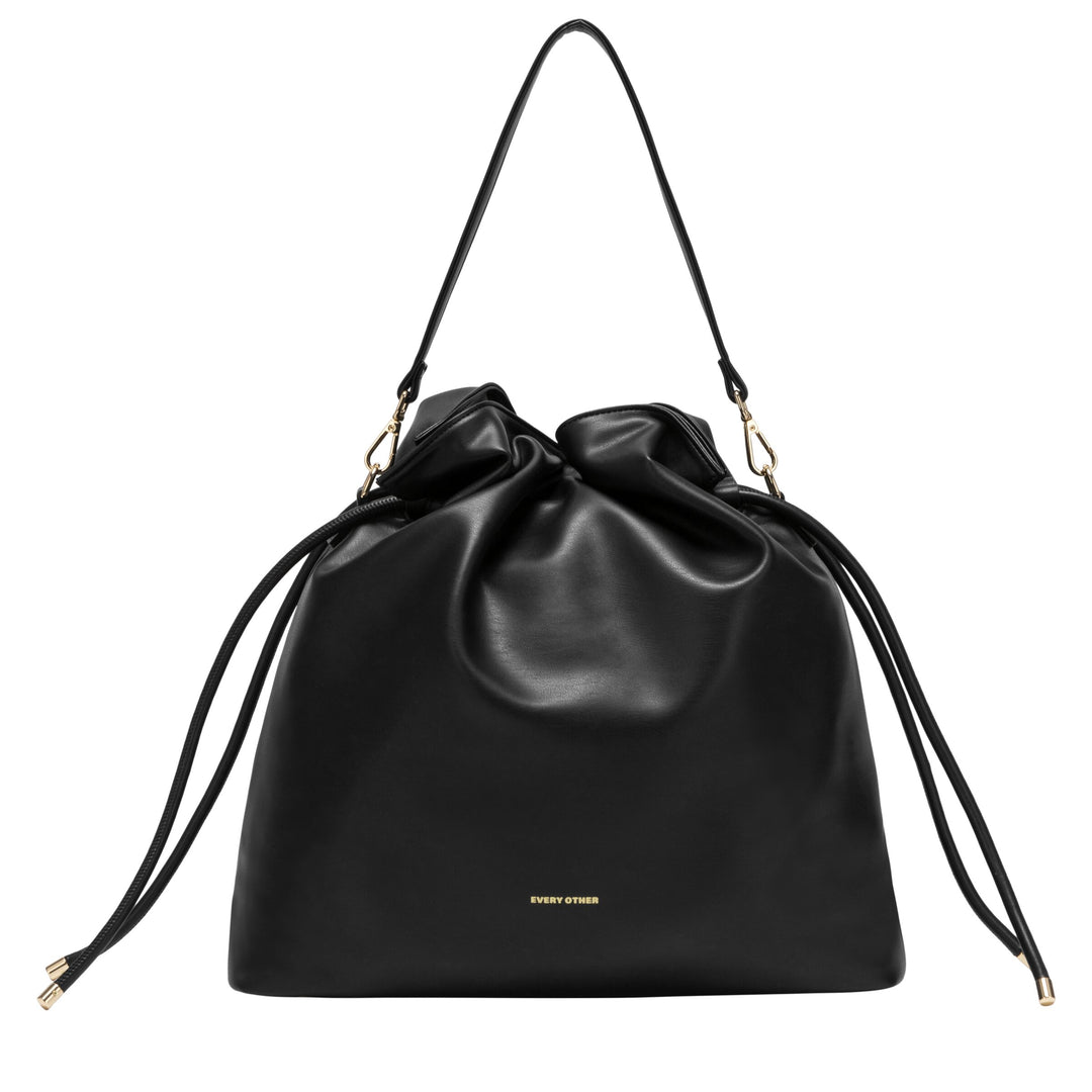 Every Other Drawstring Shoulder-Cross Body Bag - Black