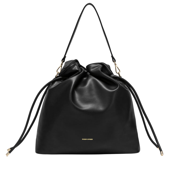 Every Other Drawstring Shoulder-Cross Body Bag - Black