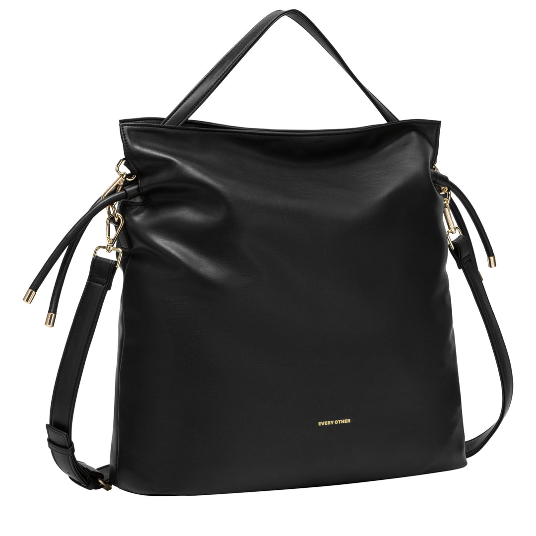 Every Other Drawstring Shoulder-Cross Body Bag - Black