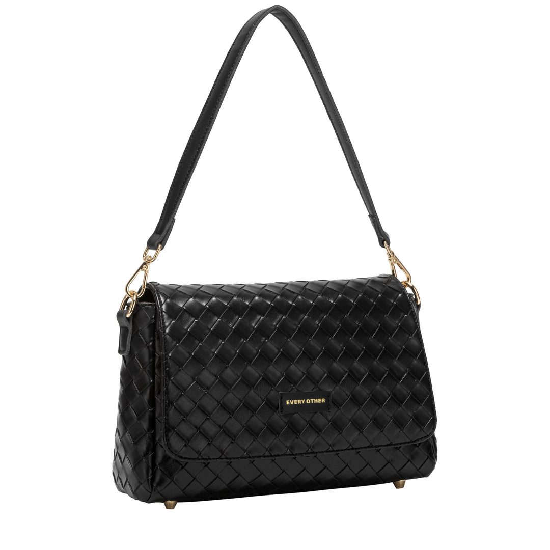 Every Other Flap Over Shoulder and Cross Body Bag - Black