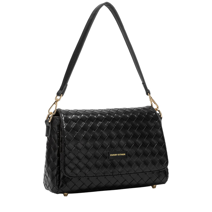 Every Other Flap Over Shoulder and Cross Body Bag - Black