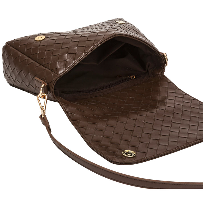 Every Other Flap Over Shoulder and Cross Body Bag - Brown