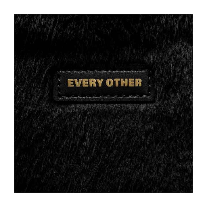 Every Other Baguette Cross Body Faux Fur Shoulder Bag - Black