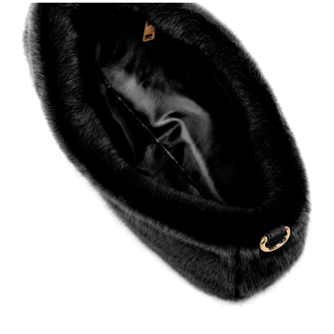 Every Other Baguette Cross Body Faux Fur Shoulder Bag - Black