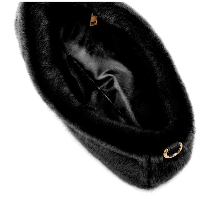 Every Other Baguette Cross Body Faux Fur Shoulder Bag - Black