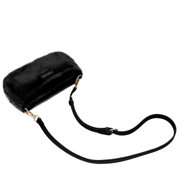 Every Other Baguette Cross Body Faux Fur Shoulder Bag - Black
