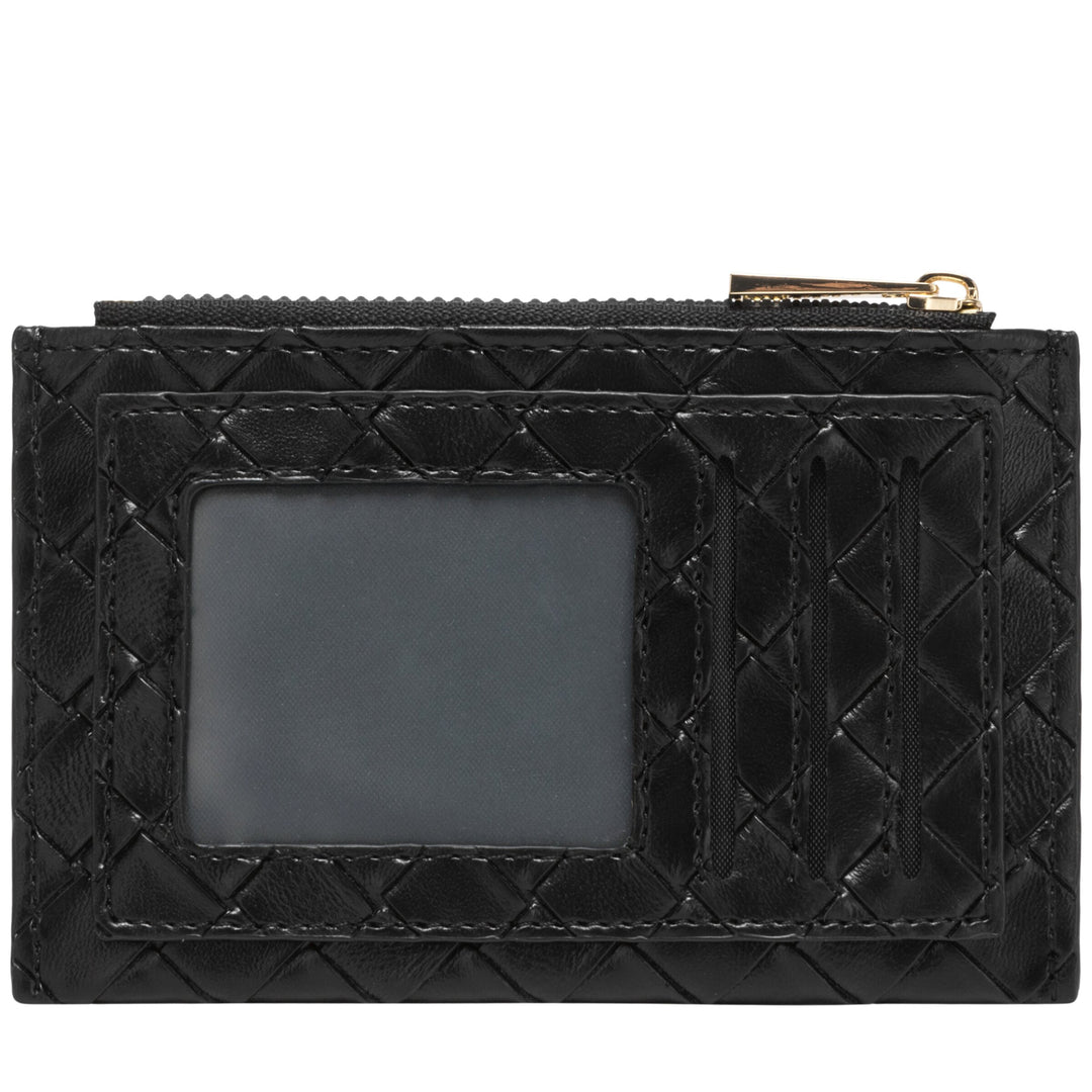 Every Other Woven Zip Card Holder - Black