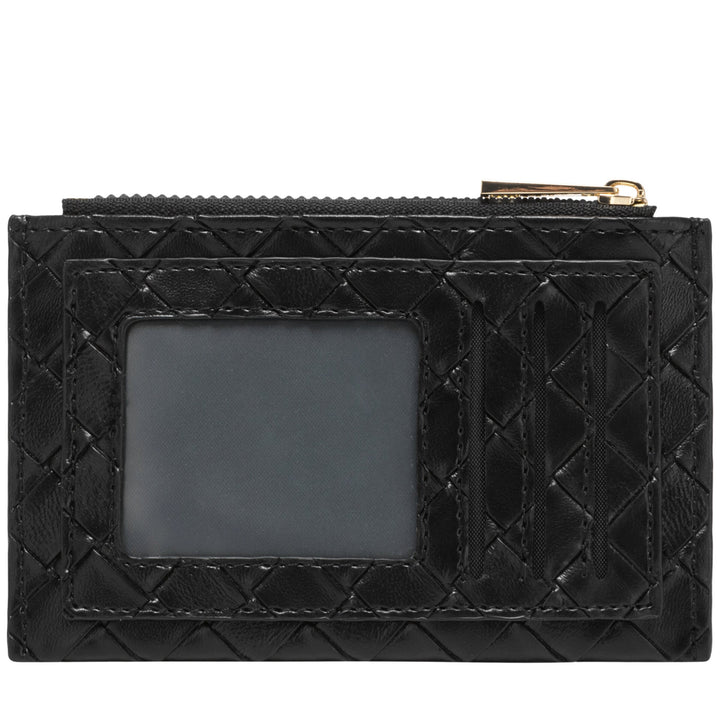 Every Other Woven Zip Card Holder - Black