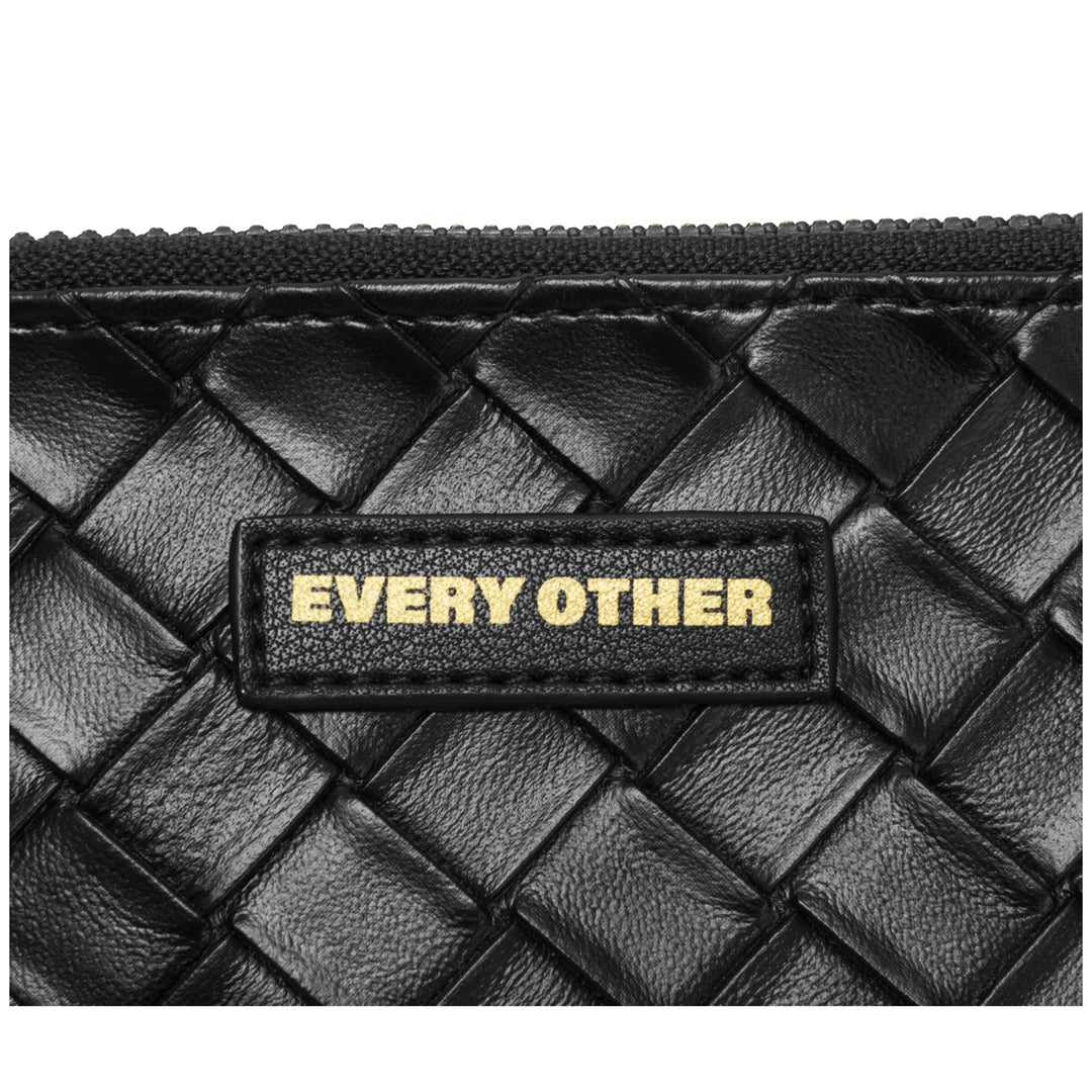 Every Other Woven Zip Card Holder - Black