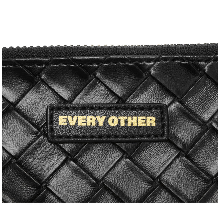 Every Other Woven Zip Card Holder - Black