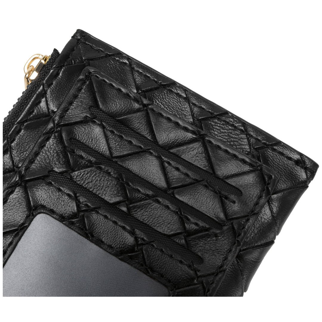 Every Other Woven Zip Card Holder - Black
