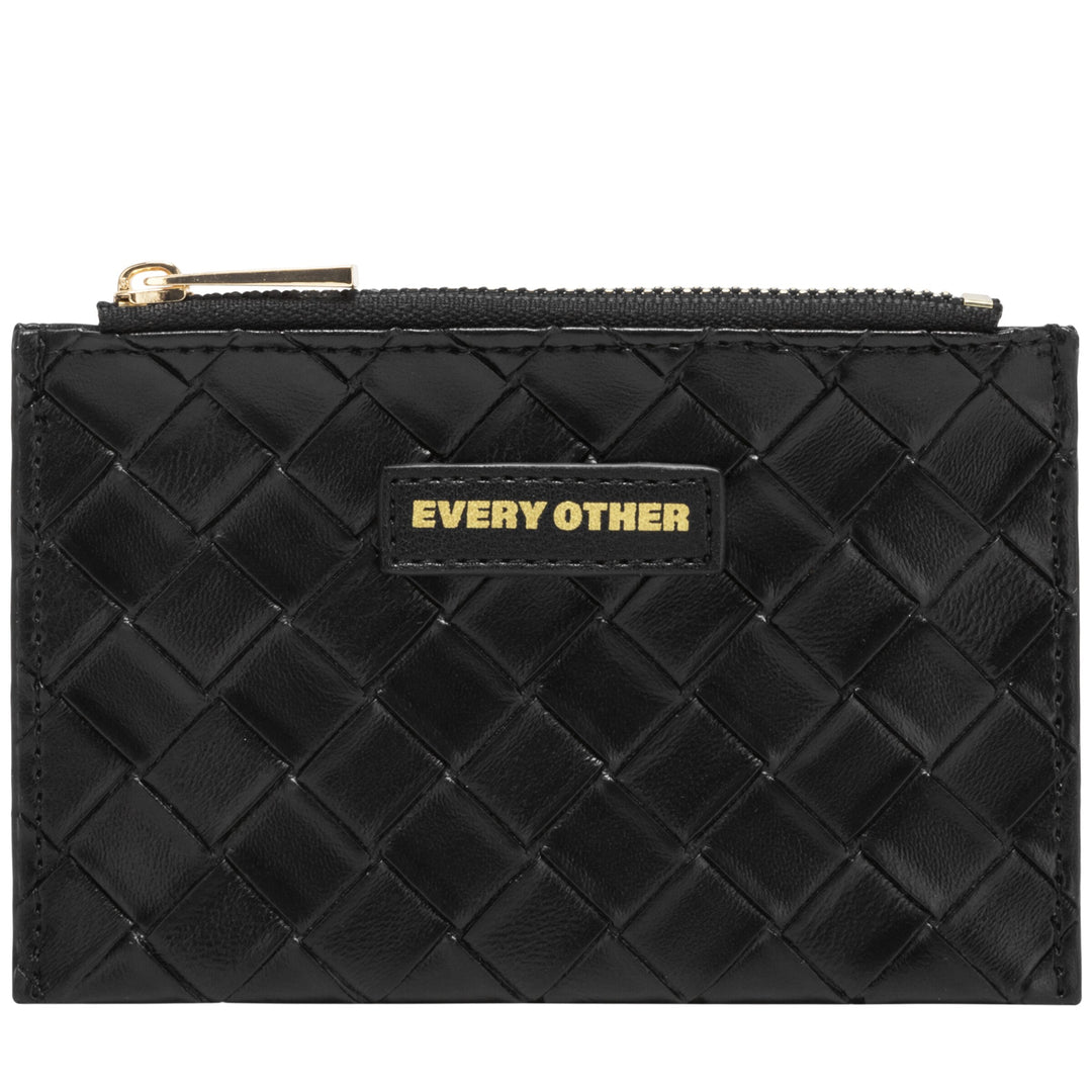 Every Other Woven Zip Card Holder - Black