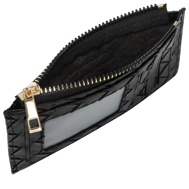 Every Other Woven Zip Card Holder - Black