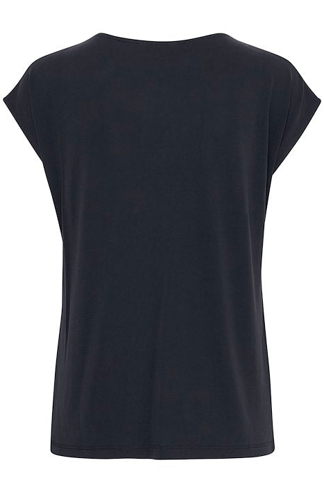 BYoung Perl Deco Neck Tee-Black