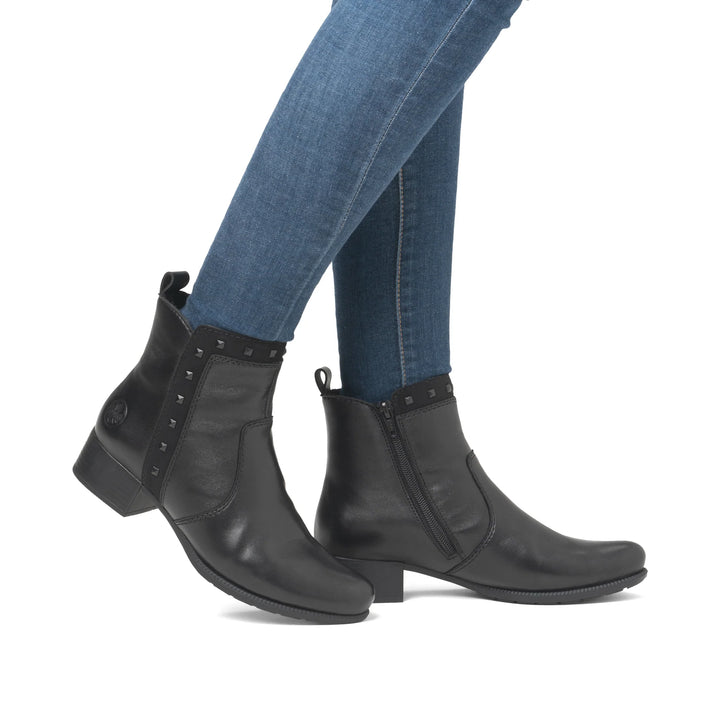 78657-00 Rieker Black Heel Boots