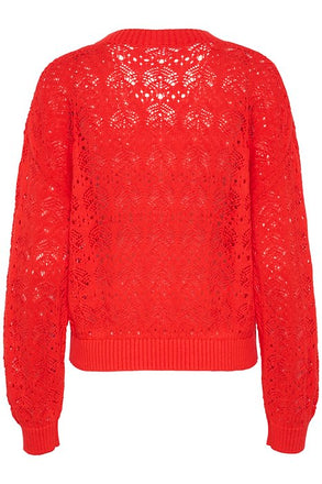 Saint Tropez Juna V Neck Pullover- Flame Scarlet