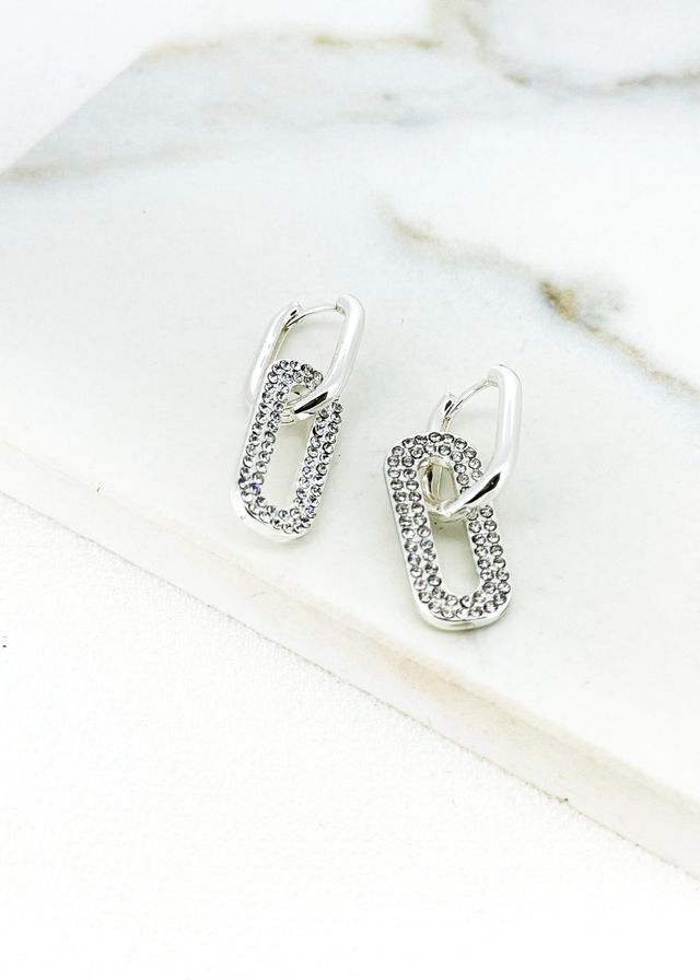 Envy Silver Pave Link Earrings
