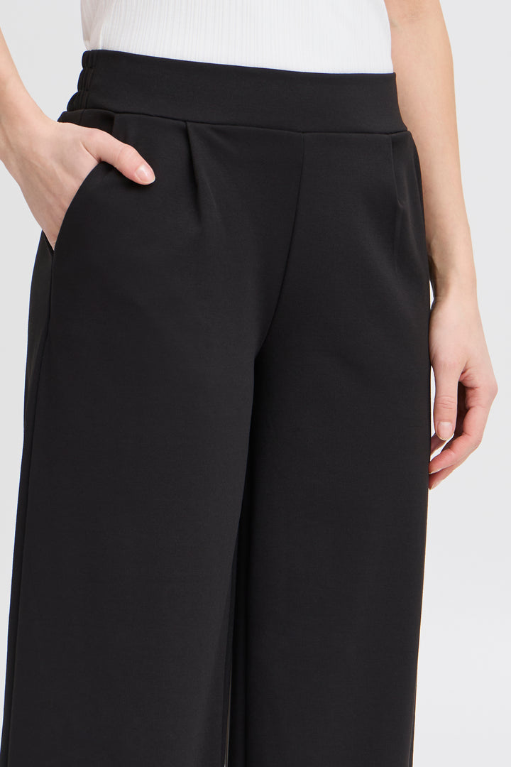 ICHI Kate Sus Wide Cropped Trousers Black