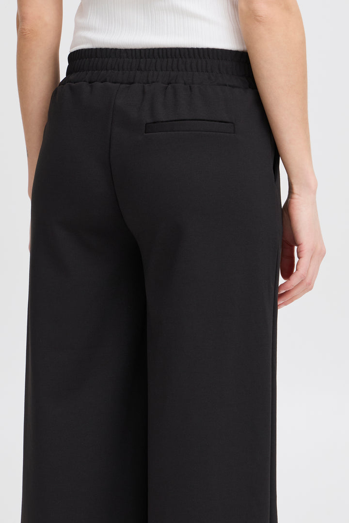 ICHI Kate Sus Wide Cropped Trousers Black