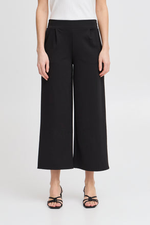 ICHI Kate Sus Wide Cropped Trousers Black