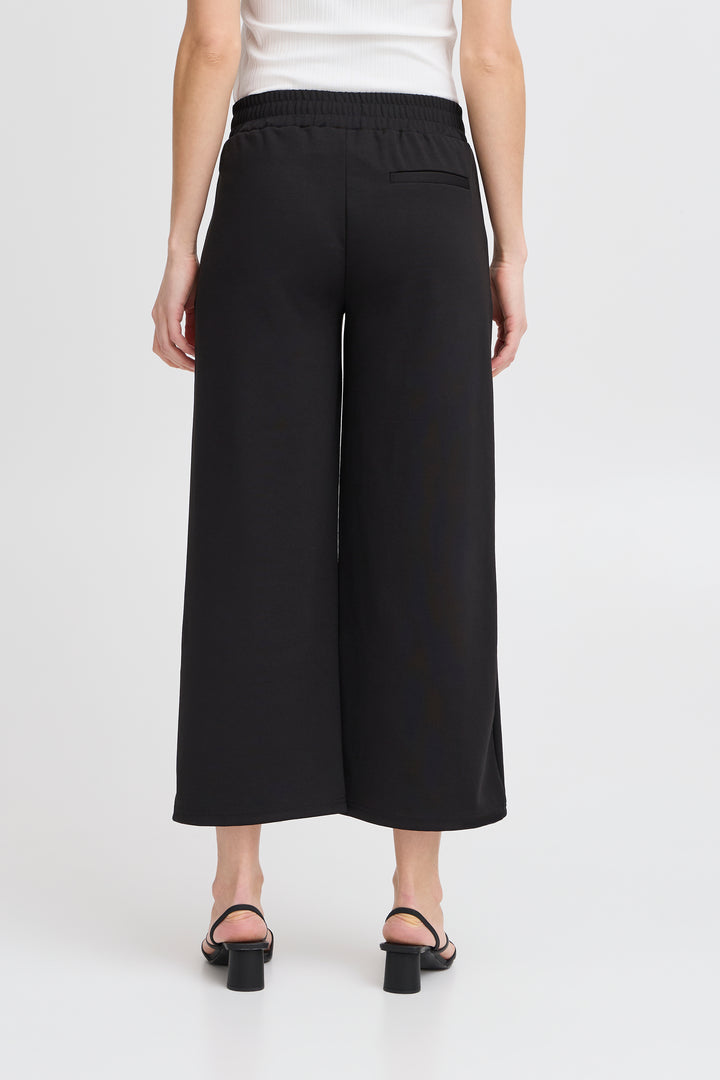 ICHI Kate Sus Wide Cropped Trousers Black