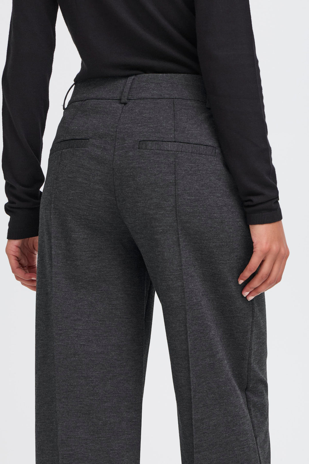 ICHI Kate Office Wide Leg Grey Trousers