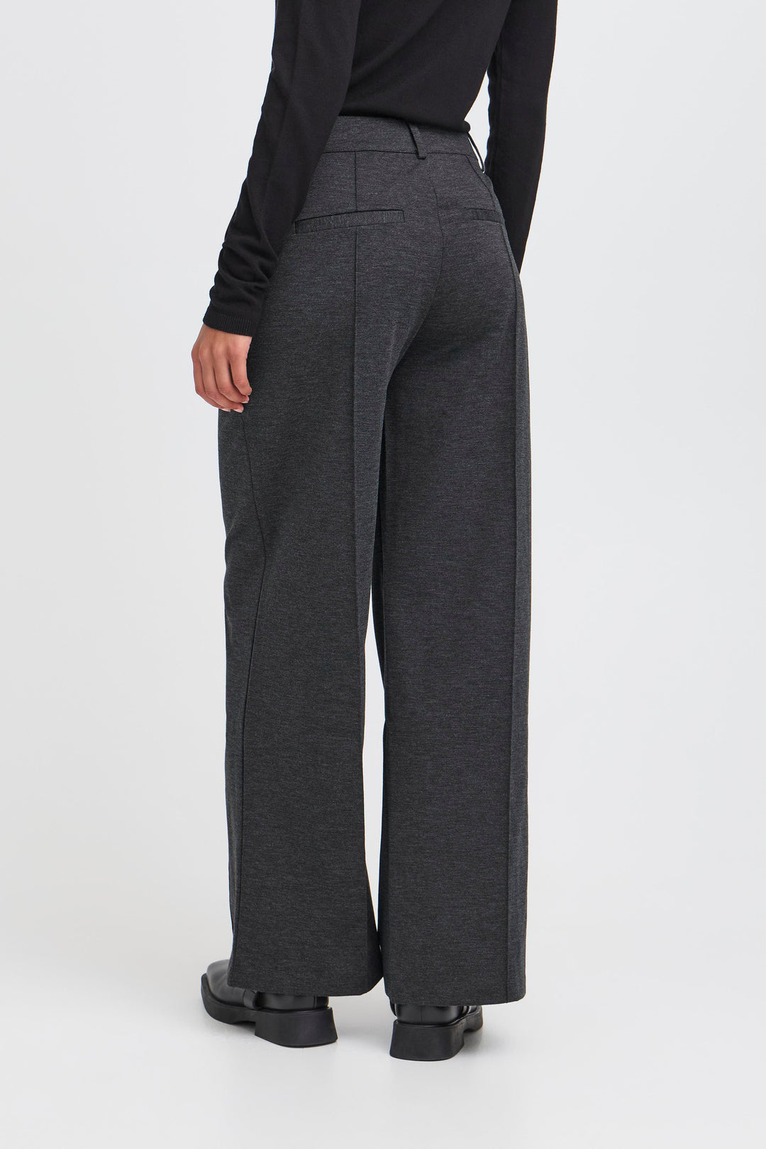 ICHI Kate Office Wide Leg Grey Trousers