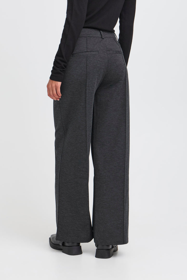 ICHI Kate Office Wide Leg Grey Trousers