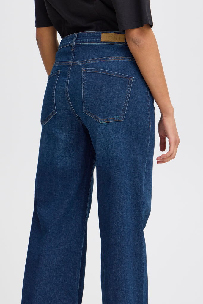 Ichi Twiggy Wide Leg Jeans- Dark Blue- Leg Length 30''