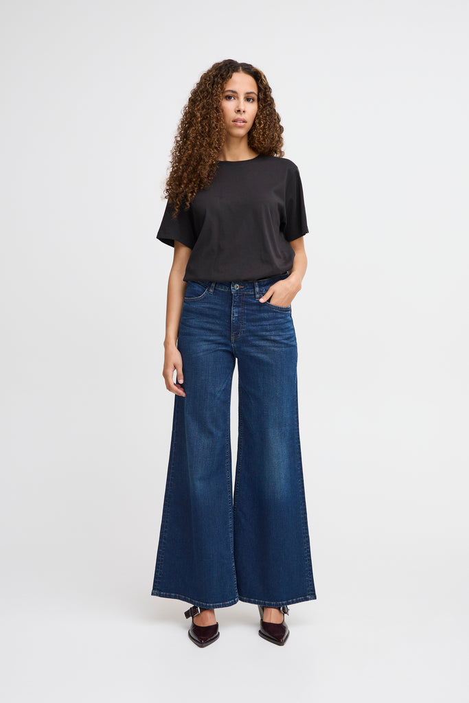 Ichi Twiggy Wide Leg Jeans- Dark Blue- Leg Length 30''