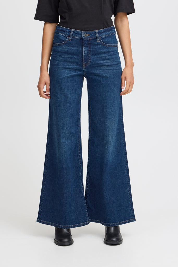 Ichi Twiggy Wide Leg Jeans- Dark Blue- Leg Length 30''