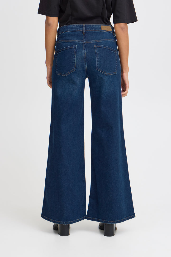 Ichi Twiggy Wide Leg Jeans- Dark Indigo- Leg Length 32