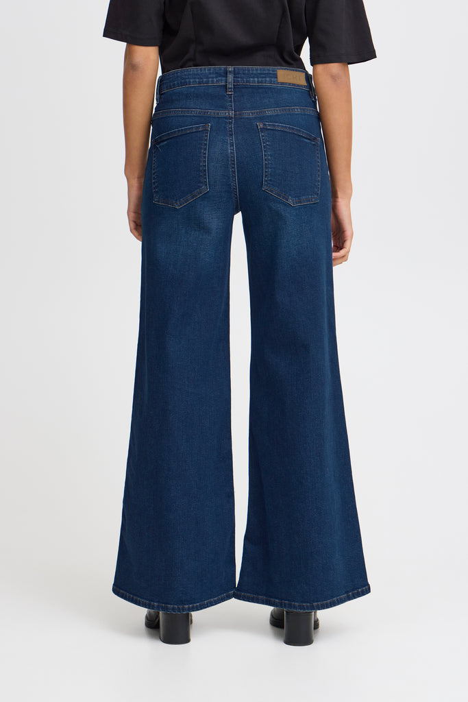 Ichi Twiggy Wide Leg Jeans- Dark Blue- Leg Length 30''