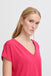 Ichi Rebel V Neck Tshirt- bright rose