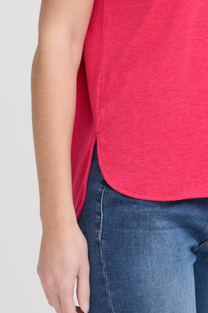 Ichi Rebel V Neck Tshirt- bright rose