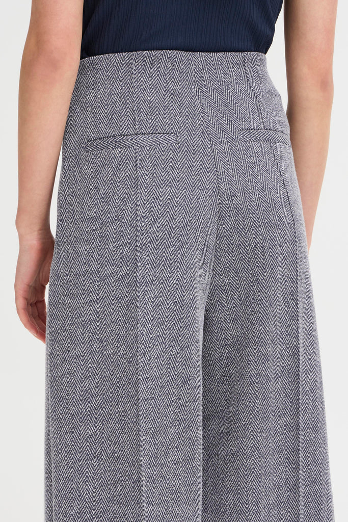 Ichi Kate Jacquard Trousers- Patriot Blue Herringbone
