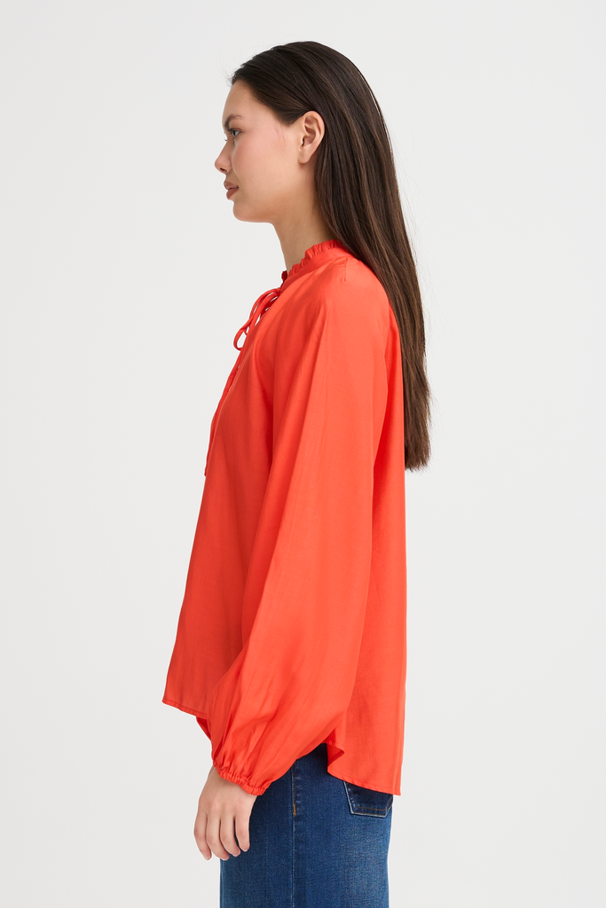 Ichi Karlani Blouse- Fiery Red