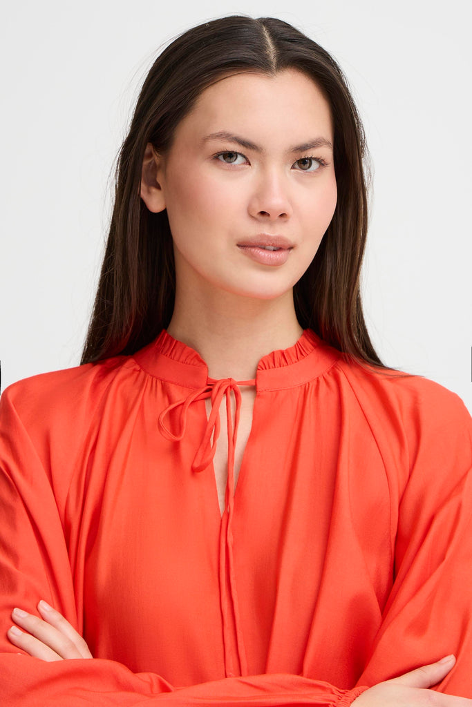 Ichi Karlani Blouse- Fiery Red