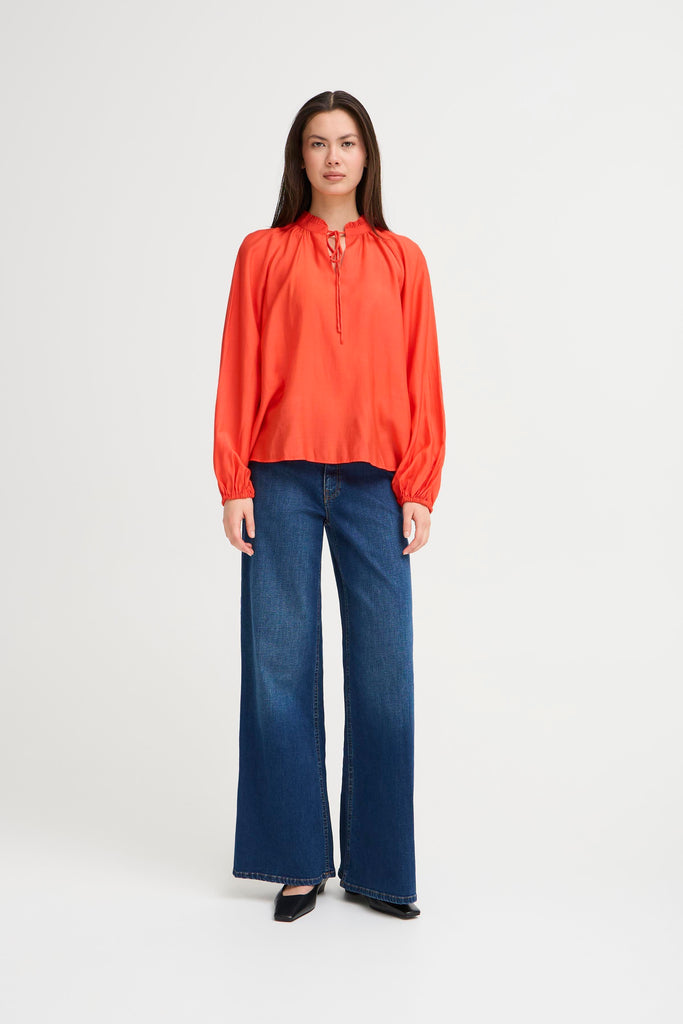 Ichi Karlani Blouse- Fiery Red