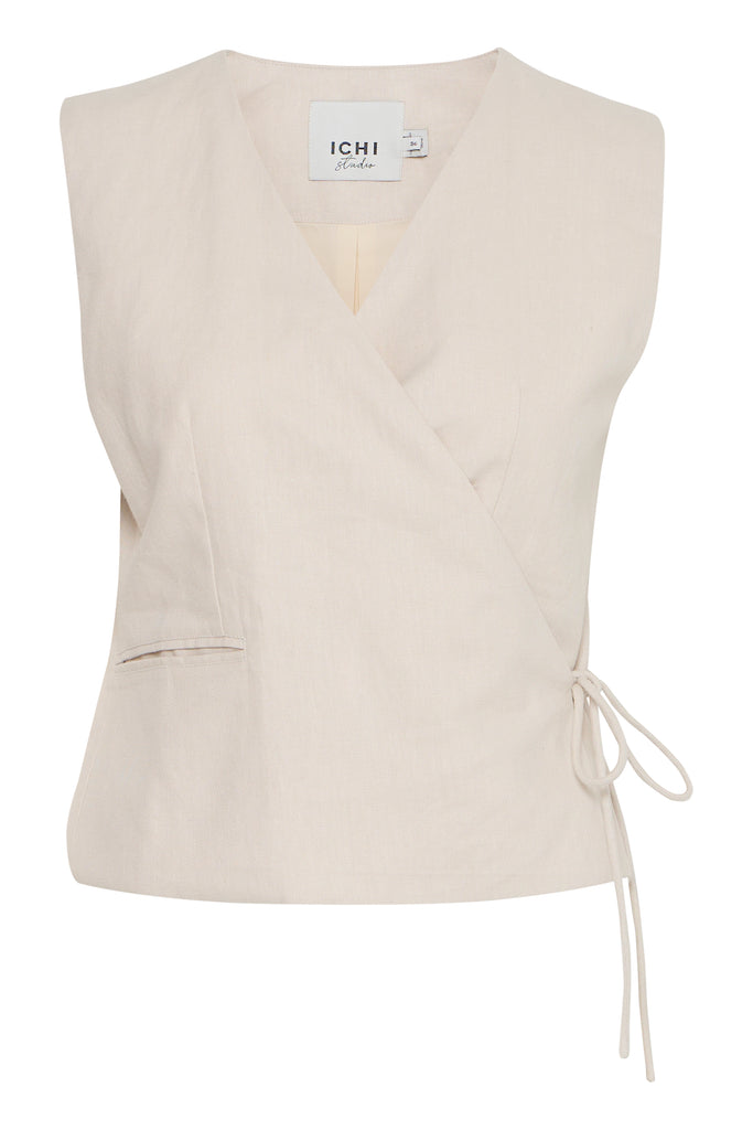 ICHI Zahra Waistcoat Birch Melange